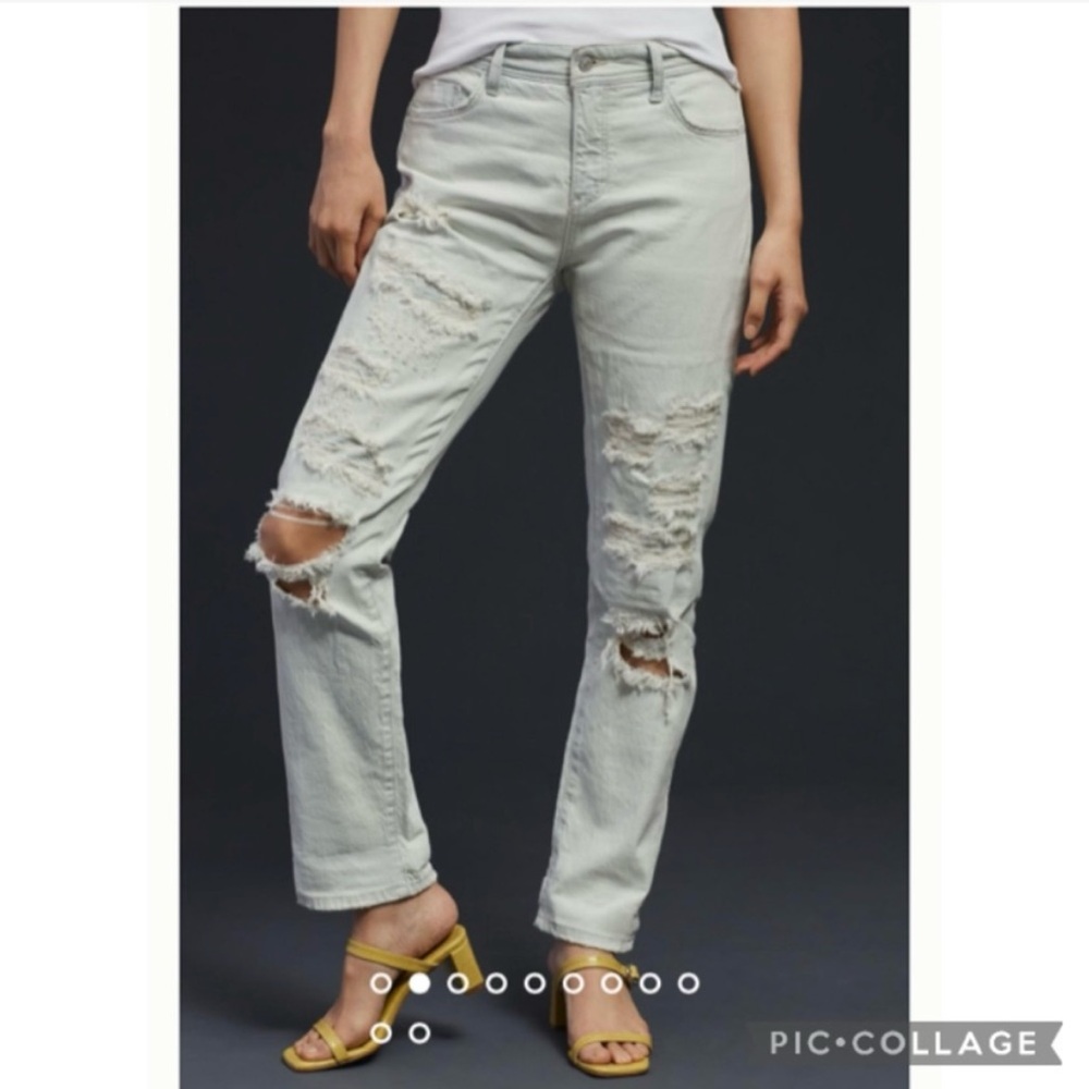 Anthropologie Pilcro Slim Boyfriend Jeans Mid Rise Size 26 Distressed NWOT